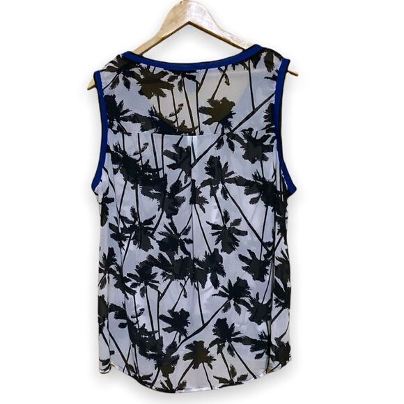 𝅺women’s Torrid Georgette sheer tank top palm trees chiffon summer Size 2x - Picture 3 of 6